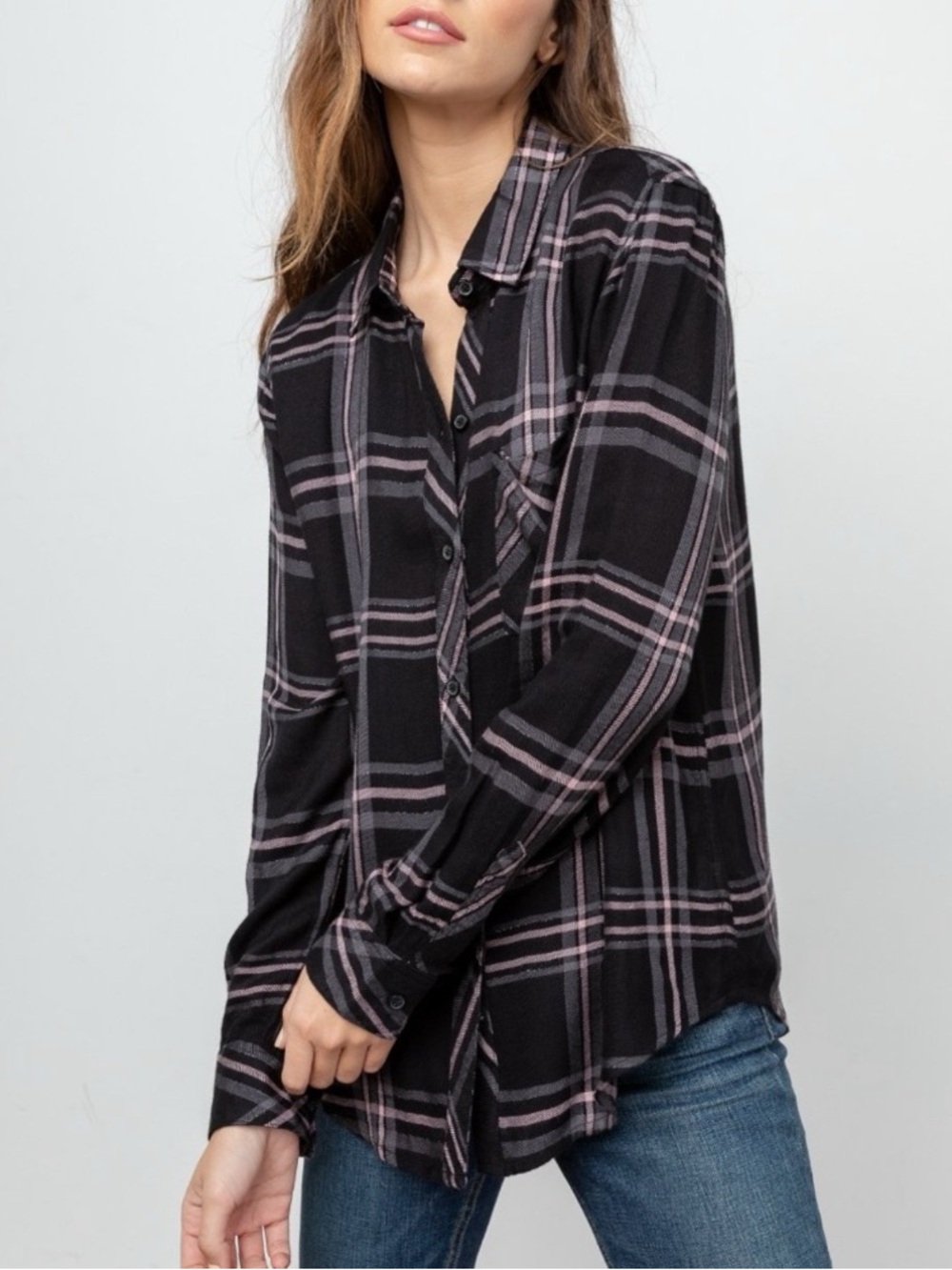 Rails Hunter Plaid Flannel Button Down Onyx Slate Blush, Size Medium (M) Soft - Picture 16 of 16